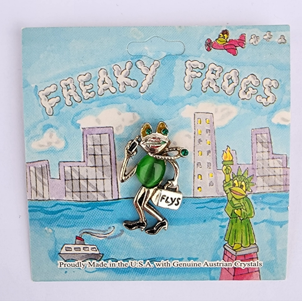 Frog Brooch Pin with Genuine Austrian Crystals
